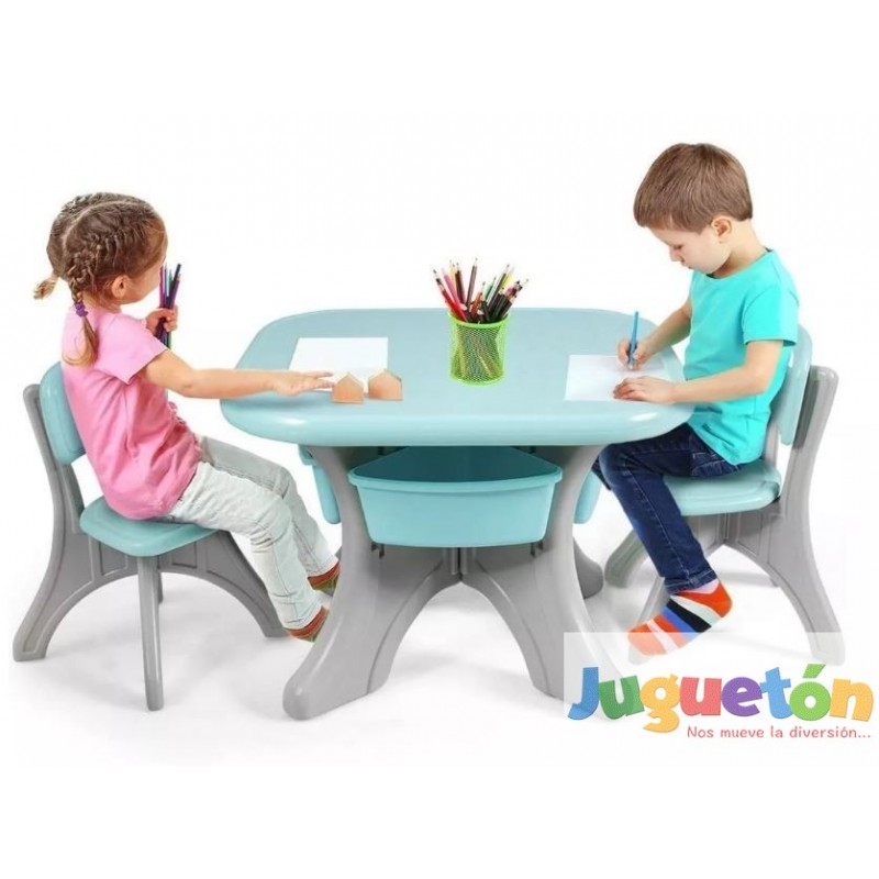 Comprar Mesa infantil cuadrada con cajón + 2 sillas Juegos de Mesa