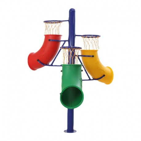 pedestal torre triple 3 aro basketball basquetbol acero interactivo encentar pelota