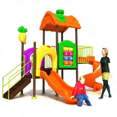 Estación modular juego Plaza Tobogán Resbalin Espiral y Simple Naranjo primera infancia ciclo Calidad